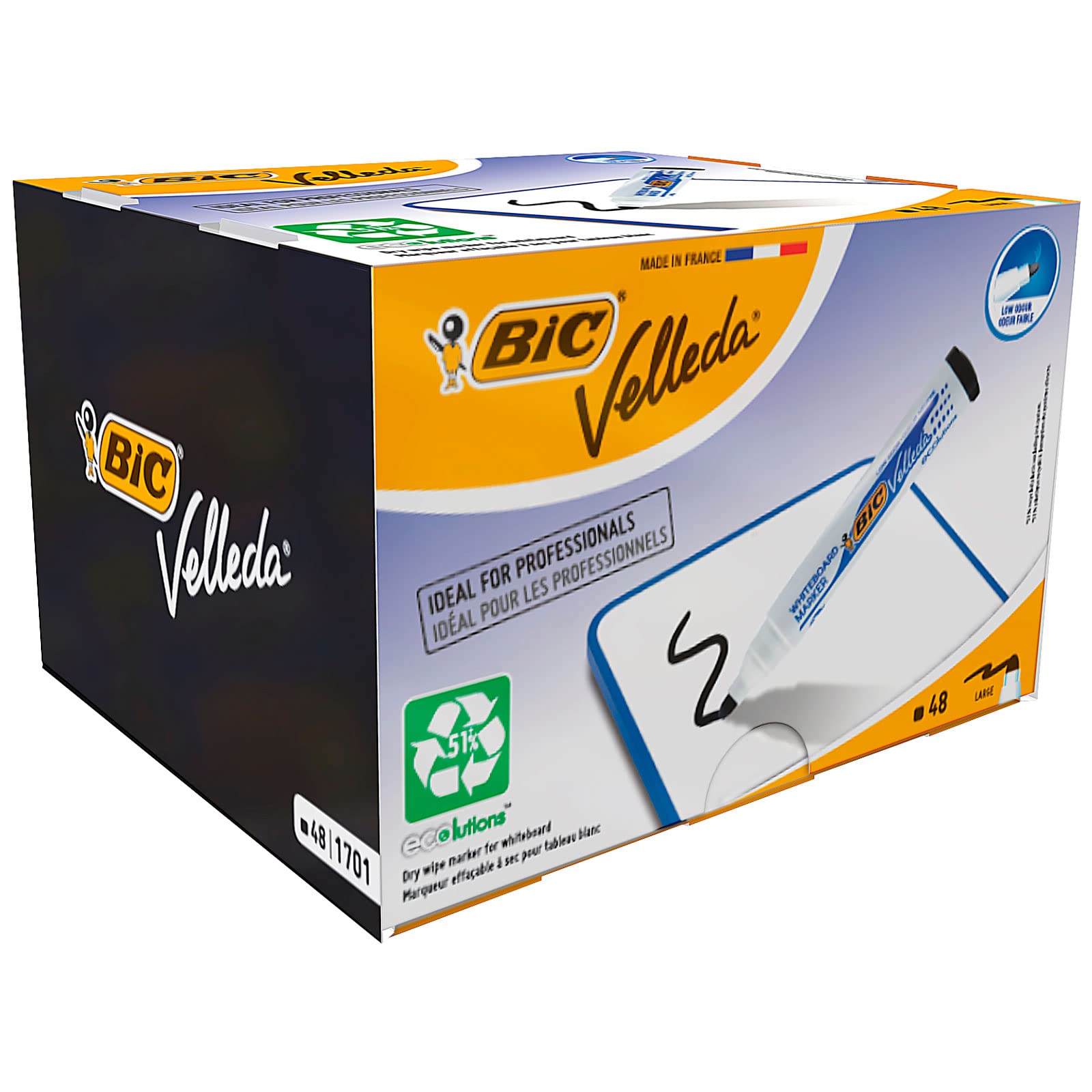 Bic Velleda 1701 Whiteboard Marker Bullet Tip 1.5mm Line Black [Pack of 48]