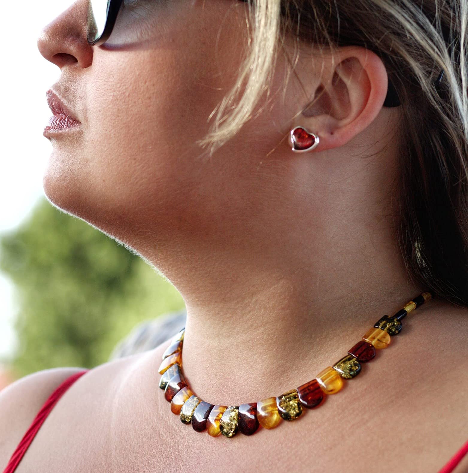 SilverAmber Jewellery UK Collar Egipcio de ámbar Multicolor NE0202, Fabricado con Piedras de ámbar báltico auténticas