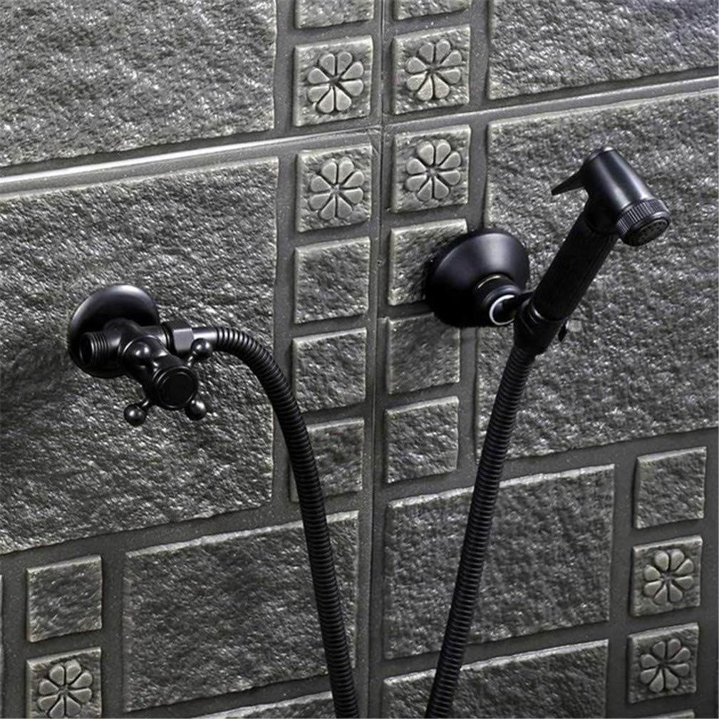LUNEZY Bidet Faucets Wall Muslim Black Cold Brass Water Toilet Corner Valve Handheld Hygienic Shower Head Anal Cleaning Ass Bidet Dusche Shattaf,Bidet Faucet Set B