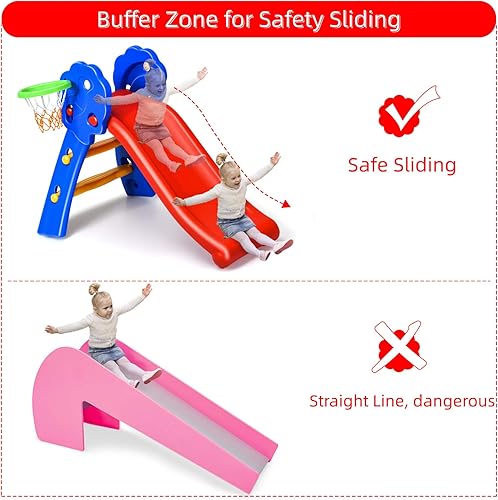 Miniatura 4 de HONEY JOY Tobogán para niños pequeños, juego de tobogán de escalador independiente para patio de juegos, fácil instalación, tobogán interior de