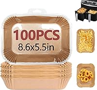 Vista 7 de 150 forros para freidora de aire para Ninja, papel desechable de 8.6 x 5.5 pulgadas, doble cesta, papel pergamino antiadherente sin blanquear