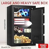 Vista 2 de 5.2 Cuft Large Home Safes Water and Fireproof, Fire Proof Safe for Home Use with Removable Shelves, Alarm System and Mute Function, Anti-Theft Safes