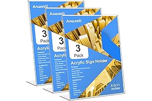 3 Pack Clear Acrylic Sign Holder Vertical L Shape Displays