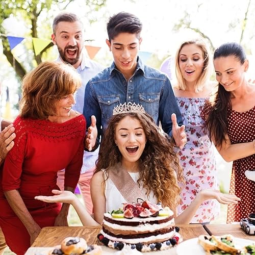 Miniatura 73 de CIEHER Juego de corona de cumpleaños 50 + banda de 50 y fabulosa banda + pin de perlas, tiara, regalos de 50, decoraciones para mujeres amigas