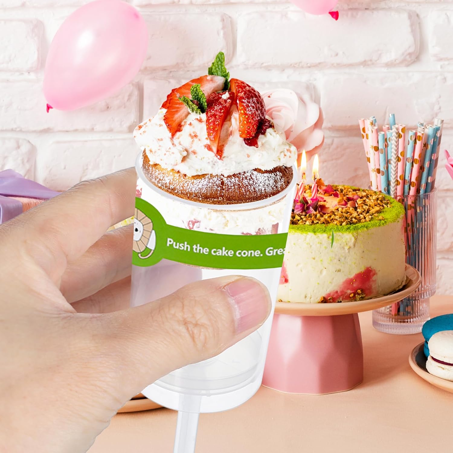 50 Pack Reusable Cake Push Pop Containers with Lids, Clear, 2" x 2" x 6.9" Cylindrical, All Occasions
