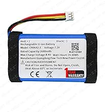 C406A2-2 Battery 2680mAh Replacement for Marshall Emberton Model 1001908 | 1005696 | Part No: 2INR19/66 - with 1 Year Warranty* (Black, 1005696)