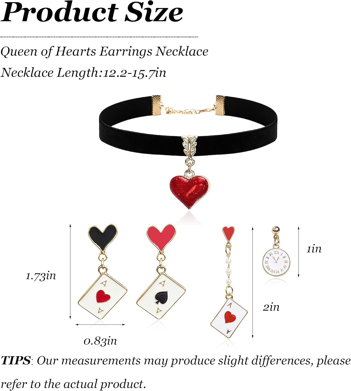 Queen of Hearts Costume Women Black Choker Necklace Queen of Hearts Crown Earrings Necklace Set Cosplay Accessories Halloween Jewelry - Image 6
