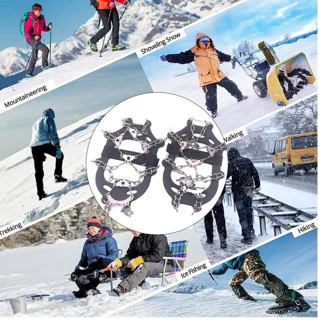 Traktion Schneegriffe Eisgriff Steigeisen Anti Slip 23 Spikes zum Wandern Angeln Gehen Klettern Bergsteigen Schwarz 2St
