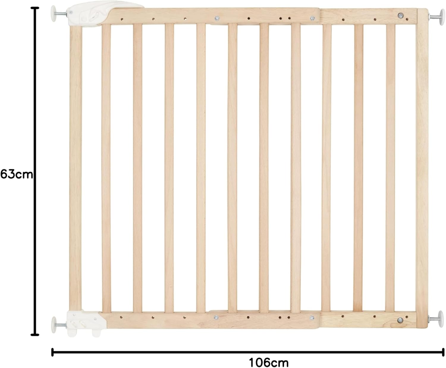 Подробный view В комплект детских защитных ворот Badabulle Deco Pop входят деревянные элементы каркаса, вертикальные планки, а также различные винты, кронштейны и инструменты.