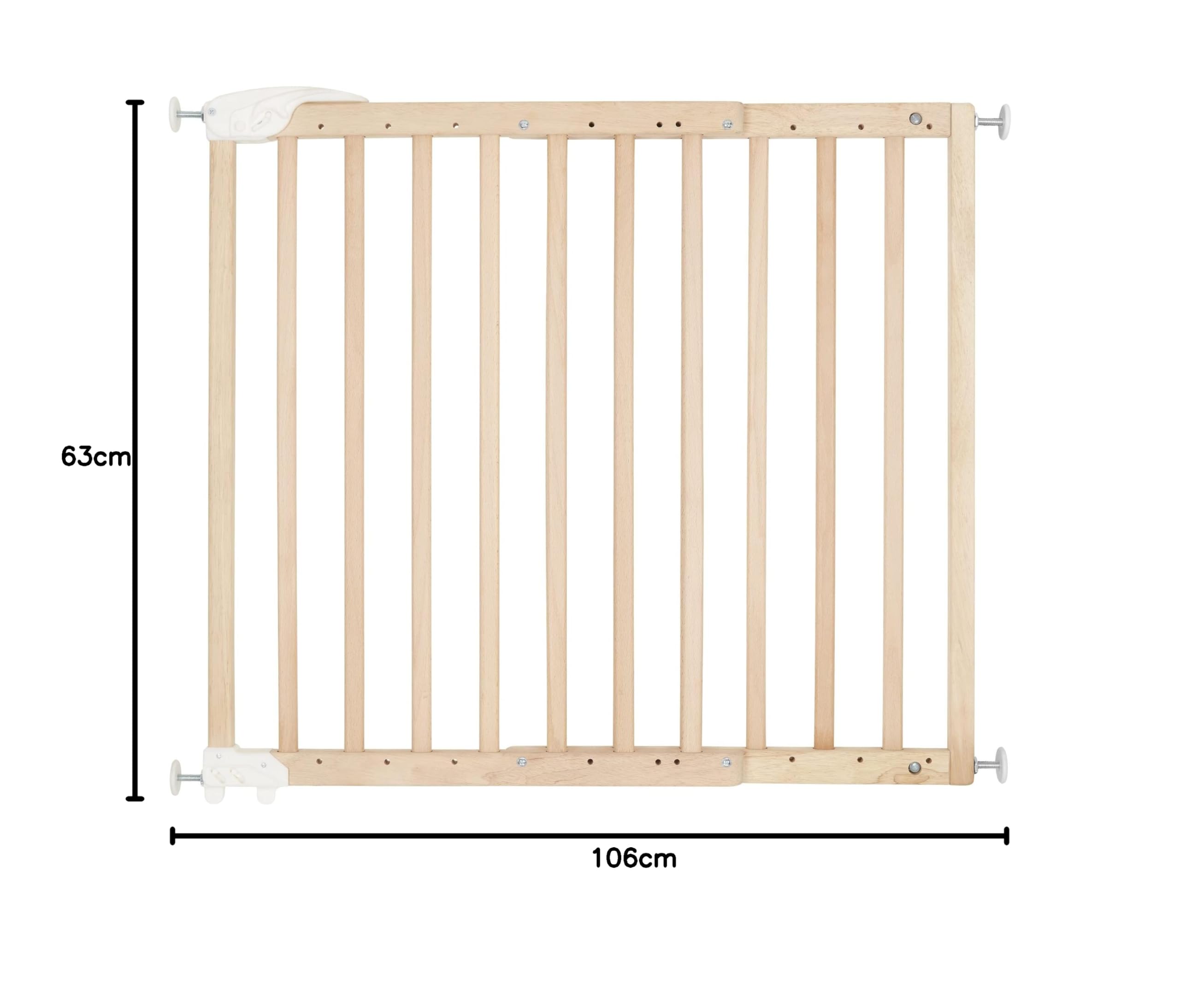 Badabulle Barrière de Sécurité Enfant en Bois Deco Pop - Barrière Extensible pour Ouverture de 63 à 106cm - Fixation Vis, Naturel