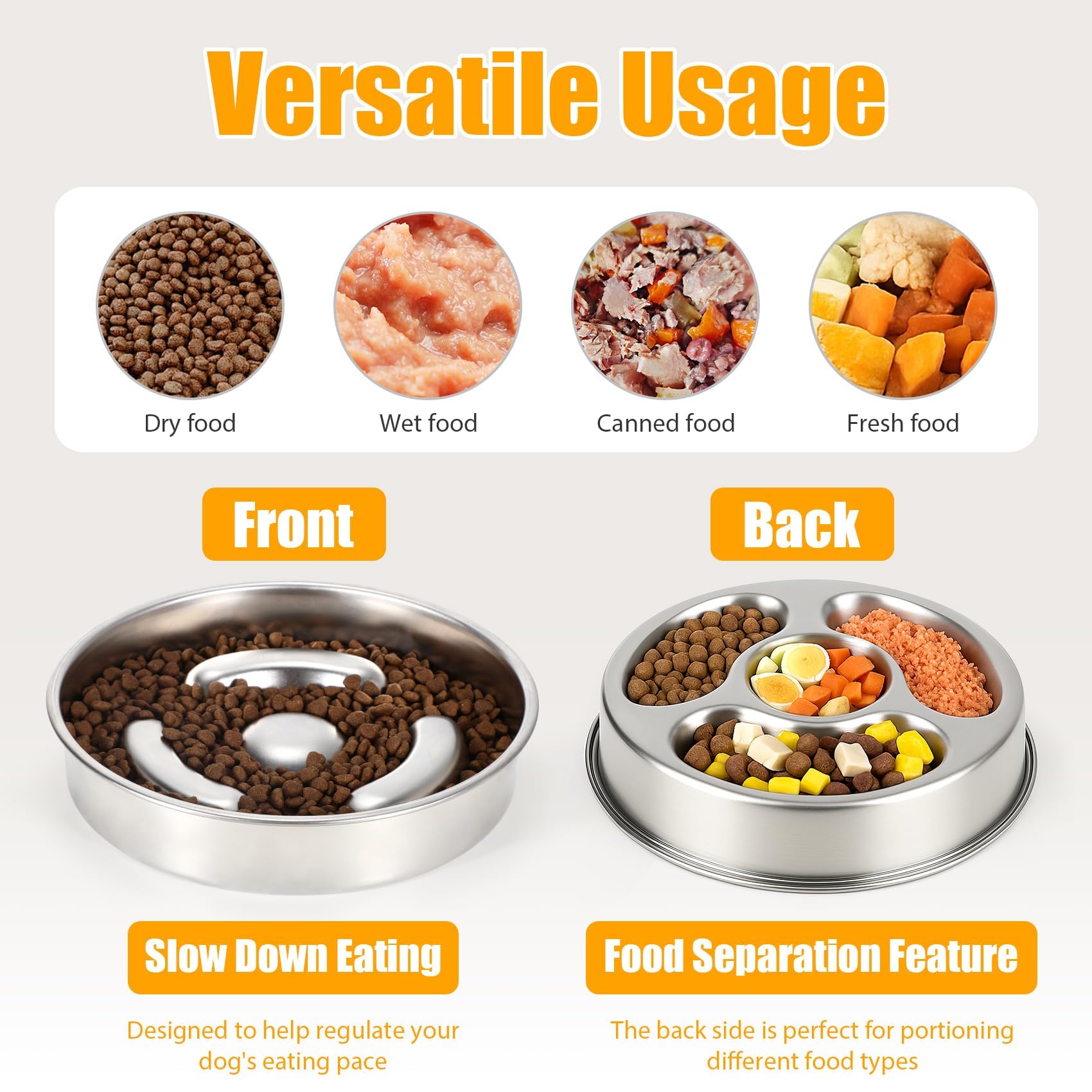 KASBAH Slow Feeder Dog Bowls Stainless Steel,2.5Cups Capacity Metal Slow Feeder Dog Bowl,Double-Sided for Food & Treats,Dogs Water Bowl for Medium Large Dogs to Slow Down Eating - image 2