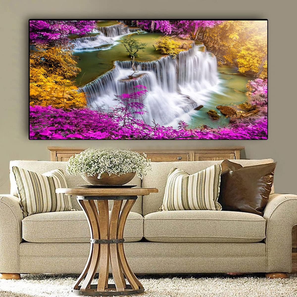 Instarry 5D DIY Diamond Painting Large Size Full Drill Forest Waterfall Rhinestones Cross Stitch Wall Decorations for Living Room Art Set 39.4x19.7 inch