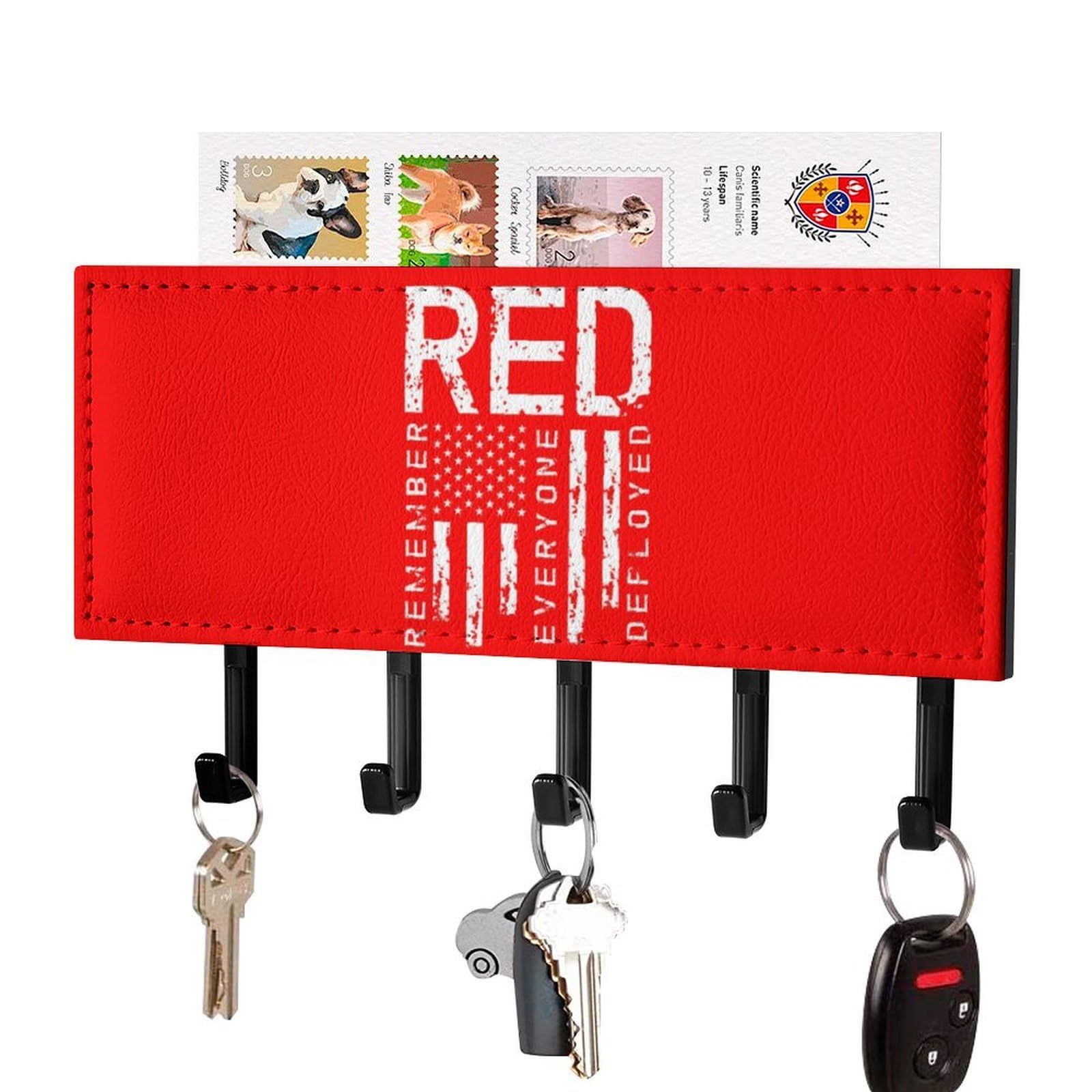 Nclqvjxzkhw Black-Style Remember Everyone Deployed Military R.e.d Key Holder With 5 Hooks Key Hooks Wall Mounted Key Racks Key Hanger Organiser Shelf