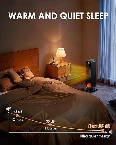 Miniatura 6 de Calentador de espacio, calentadores de espacio de 25 pulgadas para uso en interiores, calentadores eléctricos de 1500 W con control remoto,