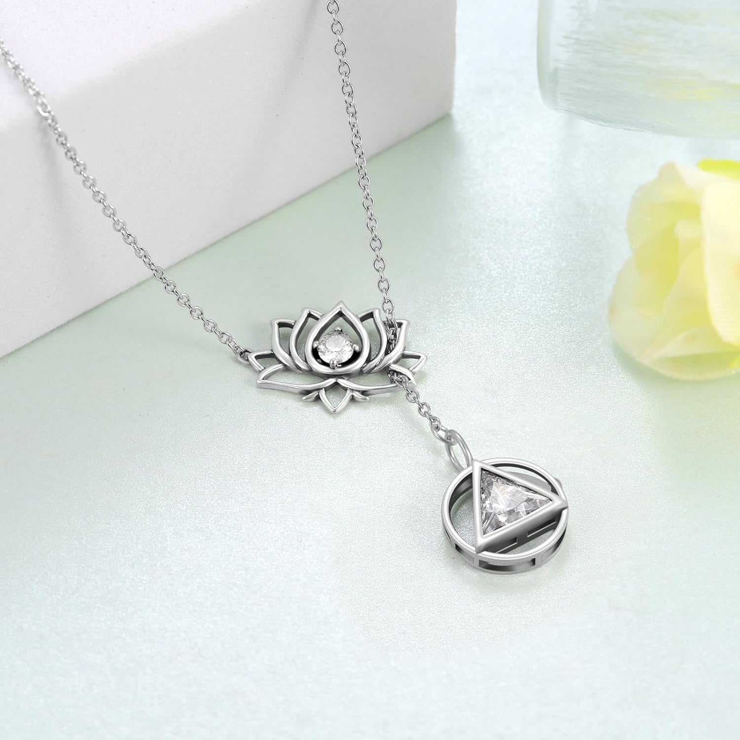 Sobriety Gifts for Women 925 Sterling Silver Alcoholics Anonymous/Narcotics Anonymous Necklace Lotus AA/NA Sobriety Jewelry Gifts for Women - Image 3