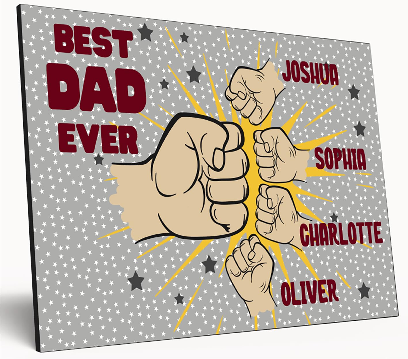 Personalised Fist Bump Sign Custom Wooden Print A4 Plaque Fun Gift Sign for Dad, Grandad, Uncle Wall Art Desk Office Home Décor