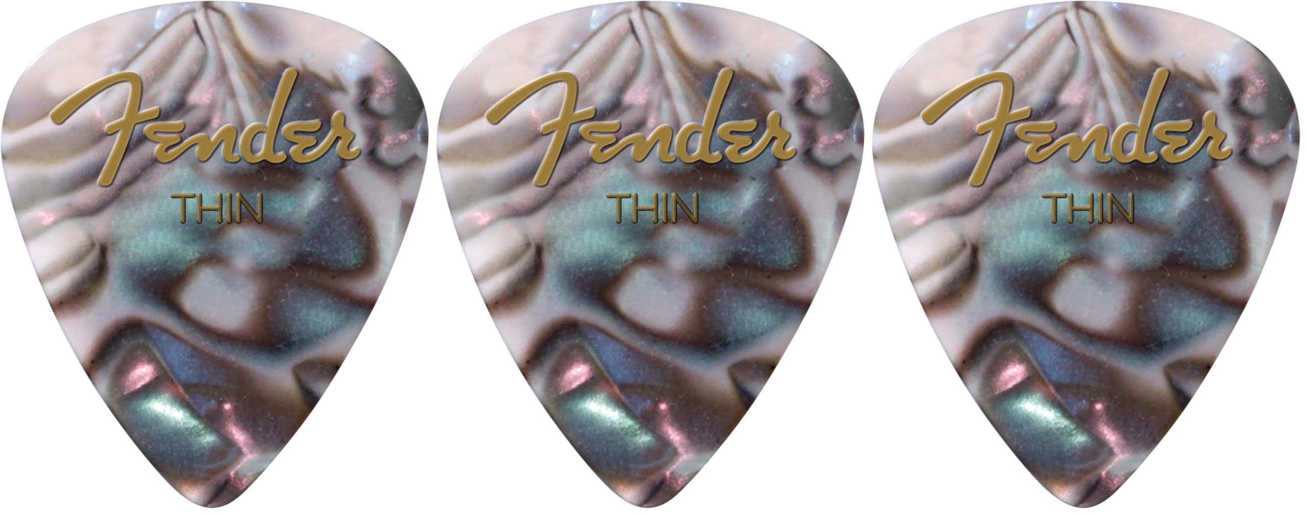 Fender Premium Celluloid Guitar Picks 351 Shape, Abalone, Thin, 36-Pack