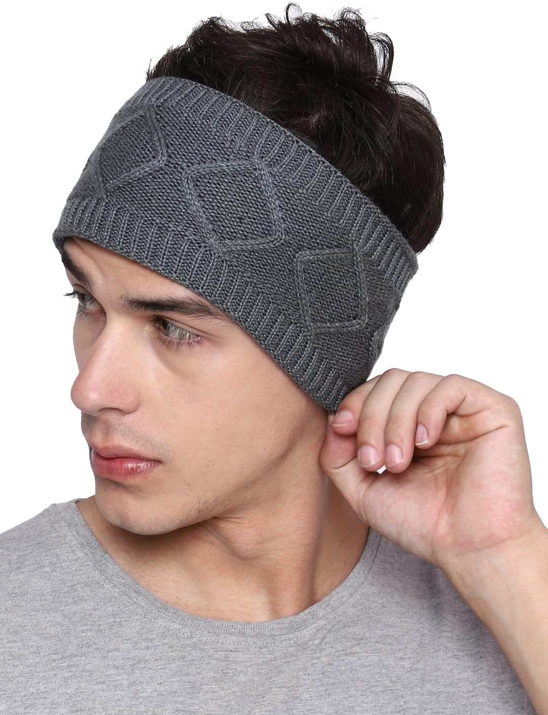 GajrajUnisex Knitted Woolen Headband Earwarmer Earmuffs for Men and Women (Grey)
