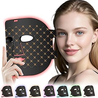 Mascara LED Facial, RRZIOM 7 Colores de Luz Roja, Facial LED en Casa, Protección Ocular, Ajustes de Temporización, Silicona