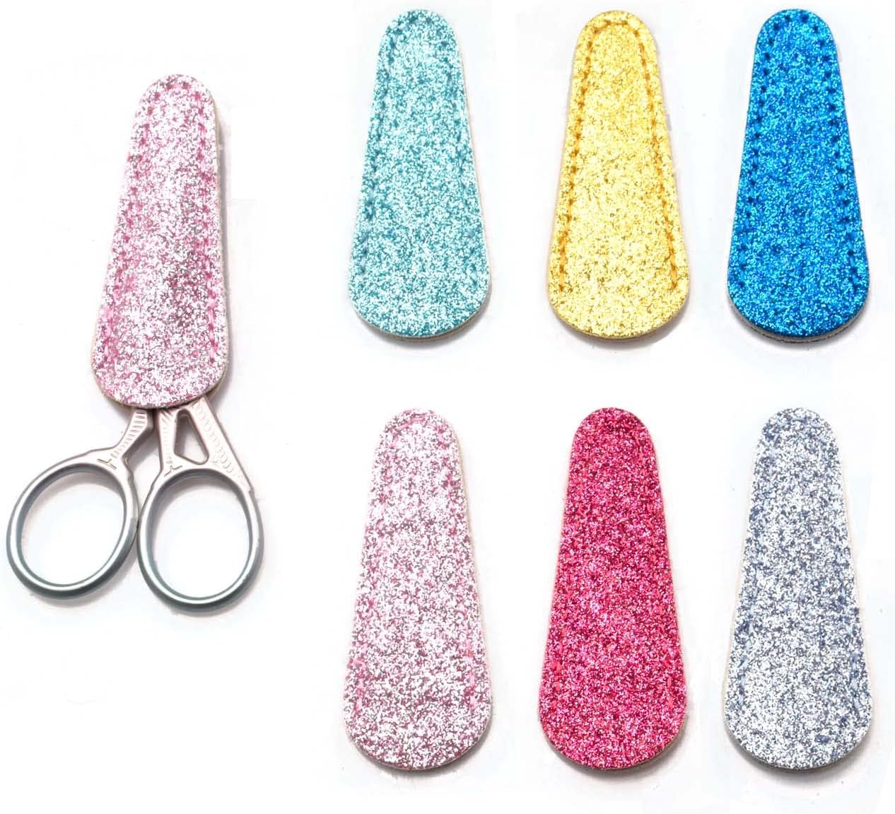 6 Pieces Scissors Cover Safety Synthetic Leather Sheath Protector
