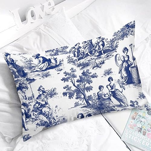 Vista 454 de ArogGeld Chinoiserie - Fundas de almohada escénicas asiáticas, estilo asiático, funda de almohada azul y verde Kelly, funda de cojín para decoración