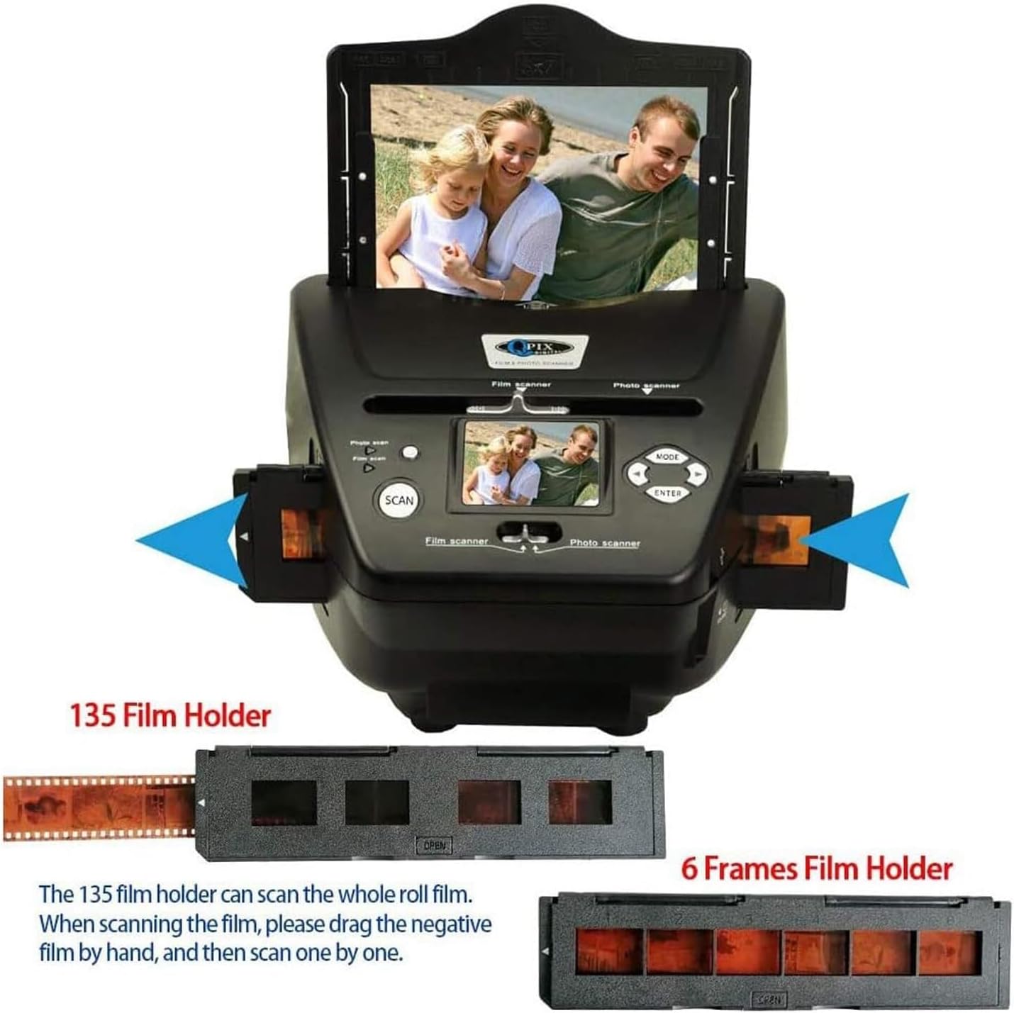 Film and Slide Scanner, 35mm/135mm Negative Scanner, 8.1 Megapixel 4-in-1 Photo and Film Scanner