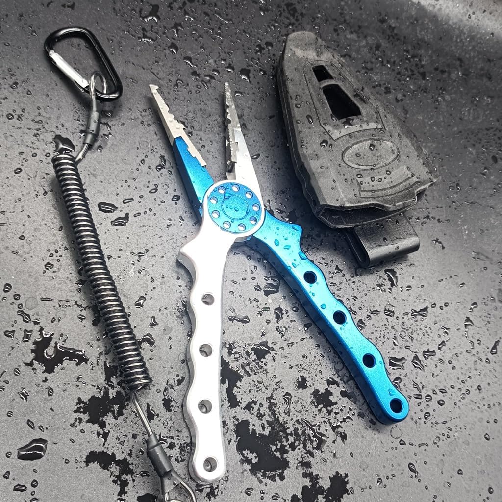Fishing Pliers,Saltwater Resistant Fishing Gear,Fly Fishing Tools Set,Hook Remover Split Ring,Ice Fishing Gifts for Men