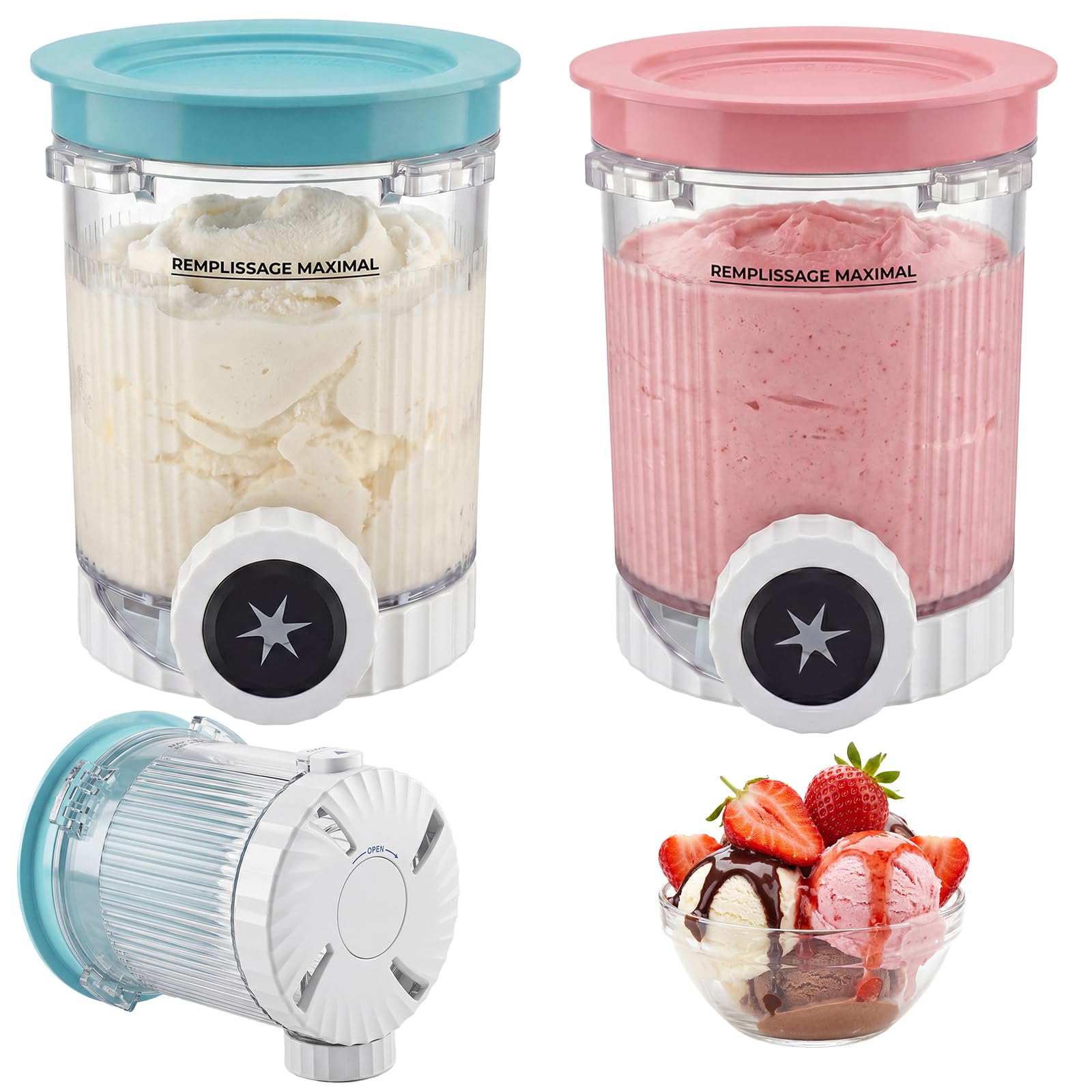 Golgner 2 Stück Ninja Swirl Creami Behälter, Tubs Zubehör für die Ninja Creami NC701 NC700 Serie, Behälter für Ninja Creami Swirl Pints und Deckel, BPA-frei für Ninja Creami NC701 NC700 Serie