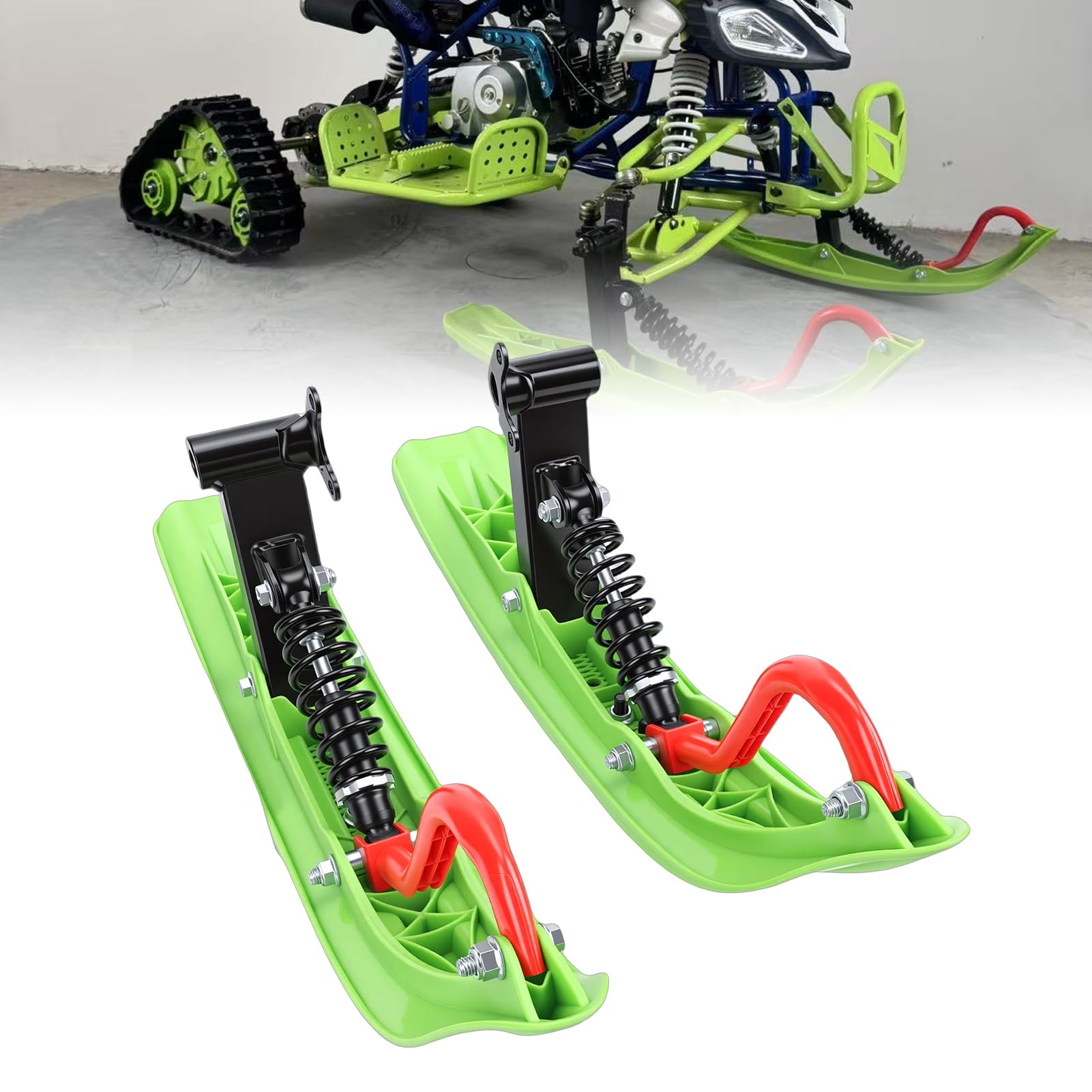 Tbest Planche de Luge à Neige pour VTT, Freins à Disque, Skis de Motoneige Antidérapants Robustes pour Les Aventures Hivernales, compatibilité avec Les VTT