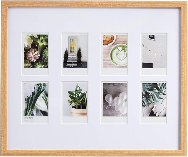 Amazon Basics Photo Frame for use with Instax - 8-Opening - 8 x 5 cm, Natural