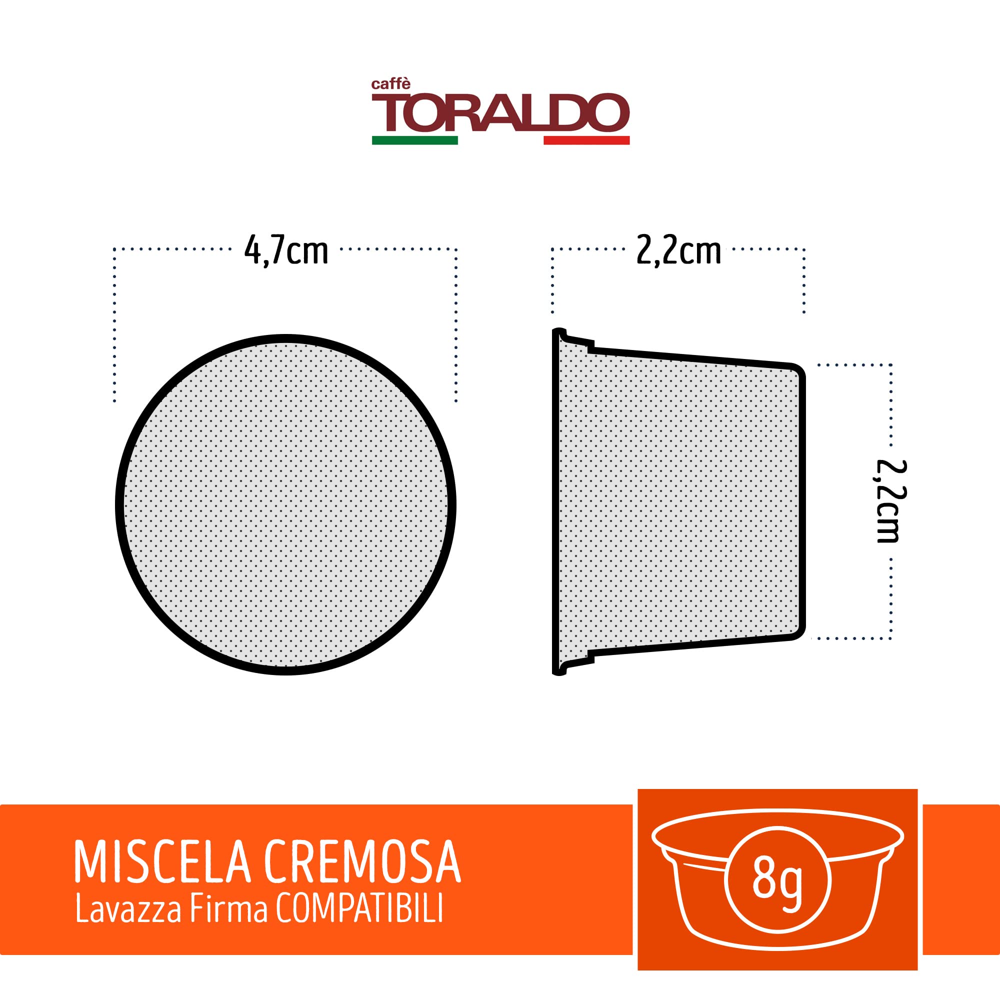 CAFFÈ TORALDO | Compatibile Firma* | Caffè Selezionato, Tostato e Torrefatto in Italia | Eccellenza del Caffè Napoletano (100 Capsule, Miscela Cremosa)