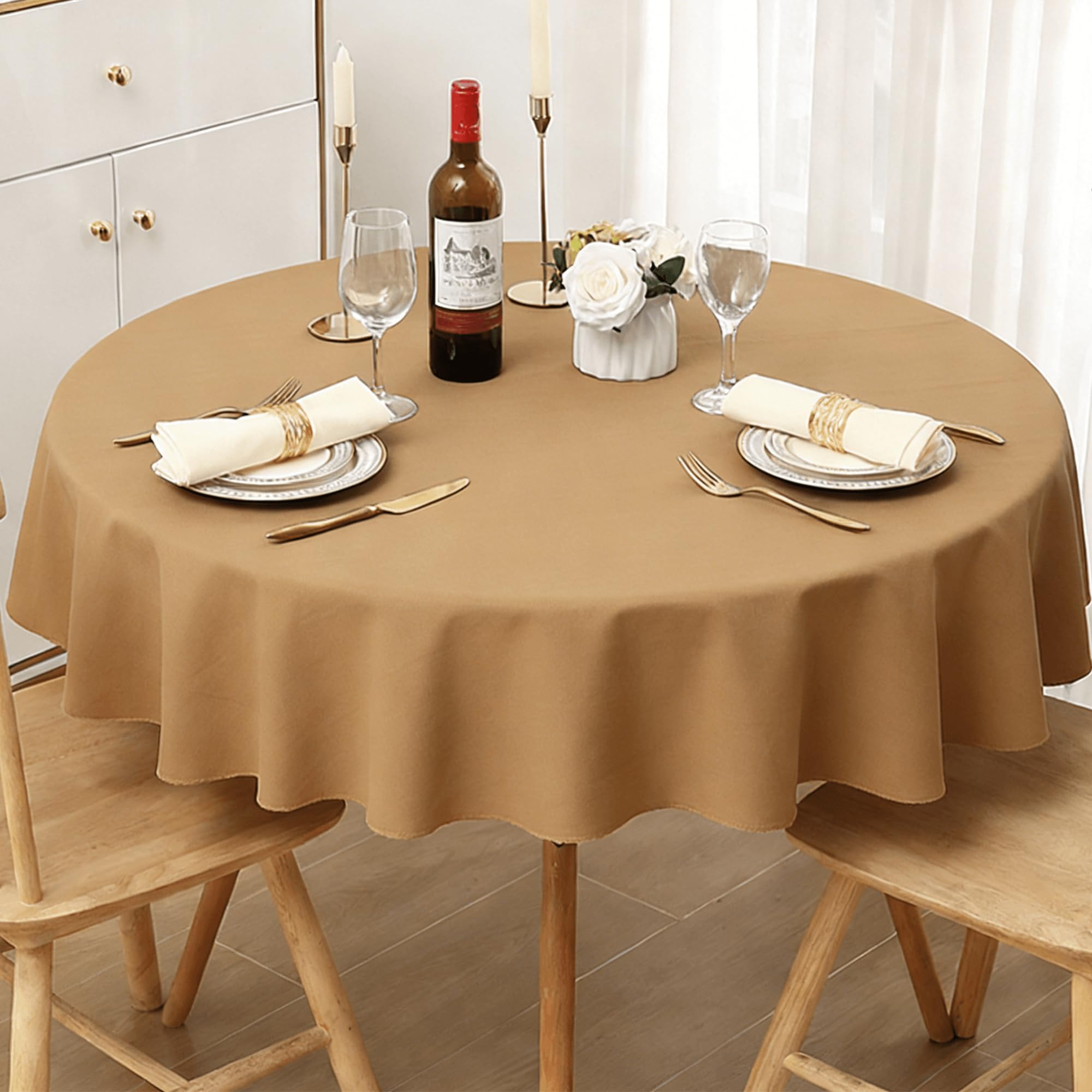 Nappe Rectangulaire Polyester 80x110 cm Camel Anti Taches Lavable