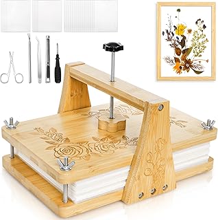 Pumtus Large Flower Press Kit, 6 Layers 11" x 7" Leaf Plant Preservation Kits, Even Pressure DIY Bamboo Floral Pressing Kit, Easy Pressed Arts and Craft Tool for Wedding Flower Preserve, DIY Lovers