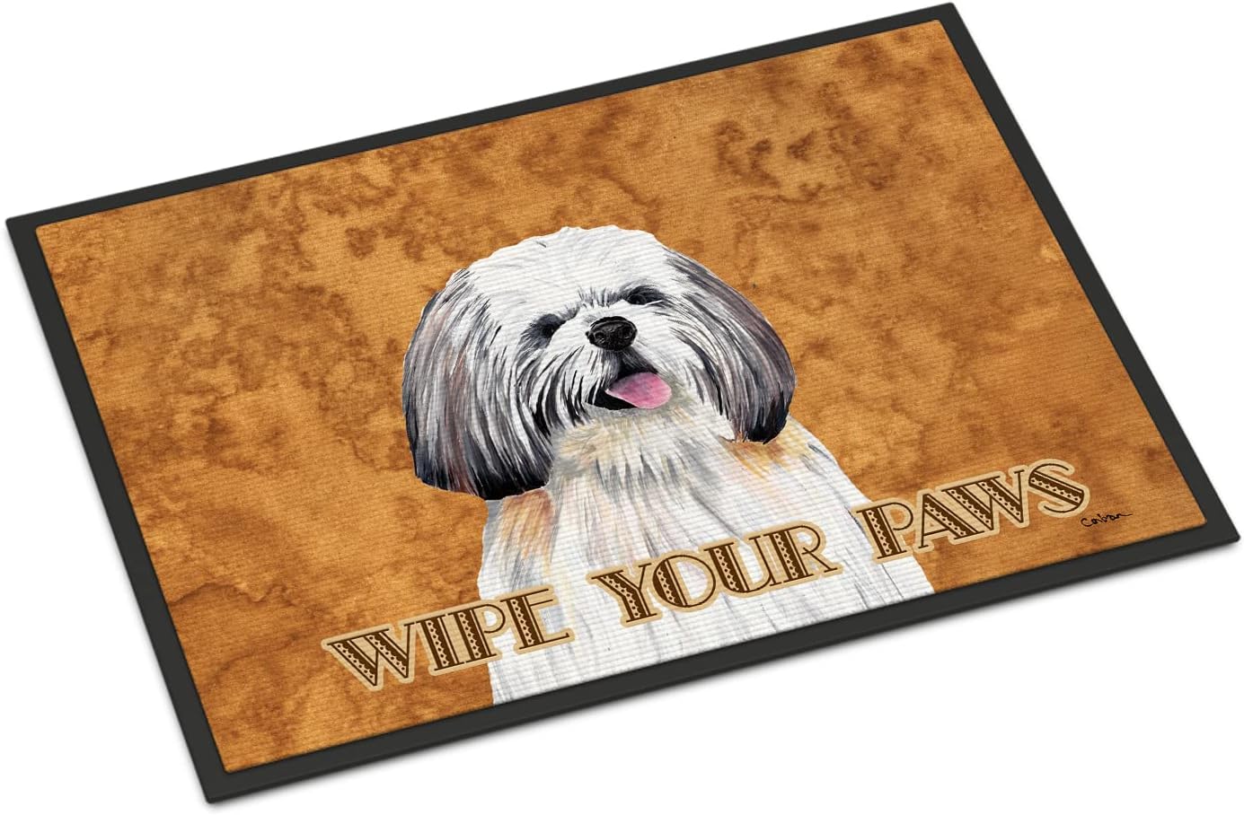 Caroline's Treasures SC9128MAT Shih Tzu Wipe Your Paws Doormat 18x27 Front Door Mat Indoor Outdoor Rugs for Entryway, Non Slip Washable Low Pile, 18H X 27W