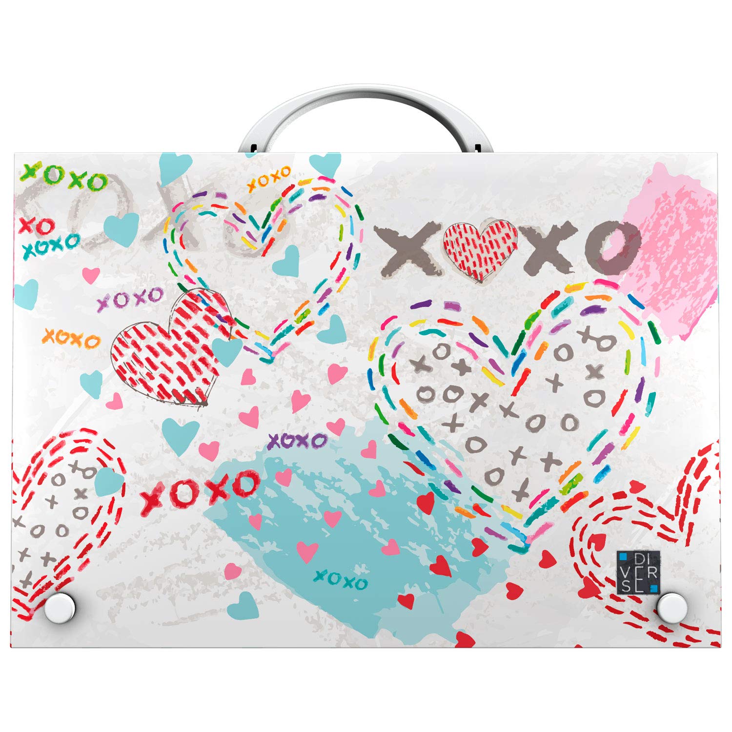 Grafoplás 37402197 Collection Diverse School Case with Handle, Polypropylene, Closure with Brooch, Model XOXO, Folio