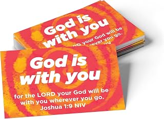 God is With You, Joshua 1:9, Bulk Pack of 25 Affirmation Scripture Cards for Kids, Pass it On Christian Bible Verse Cards for Sunday School, Childrens Church, & Youth Group Ministry