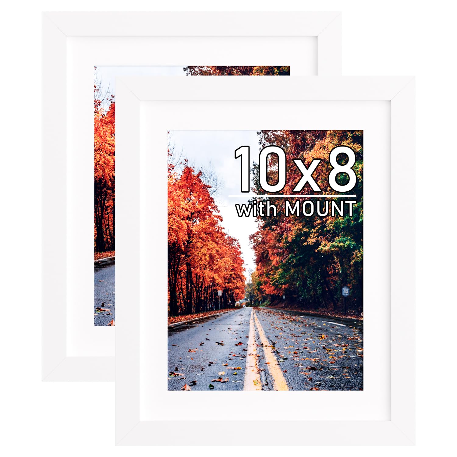 Zueyunstoo 2 Pack 10x8 Picture Frames with Removable 8x6 mount, White Photo Frames, Wall Mounted and Freestanding