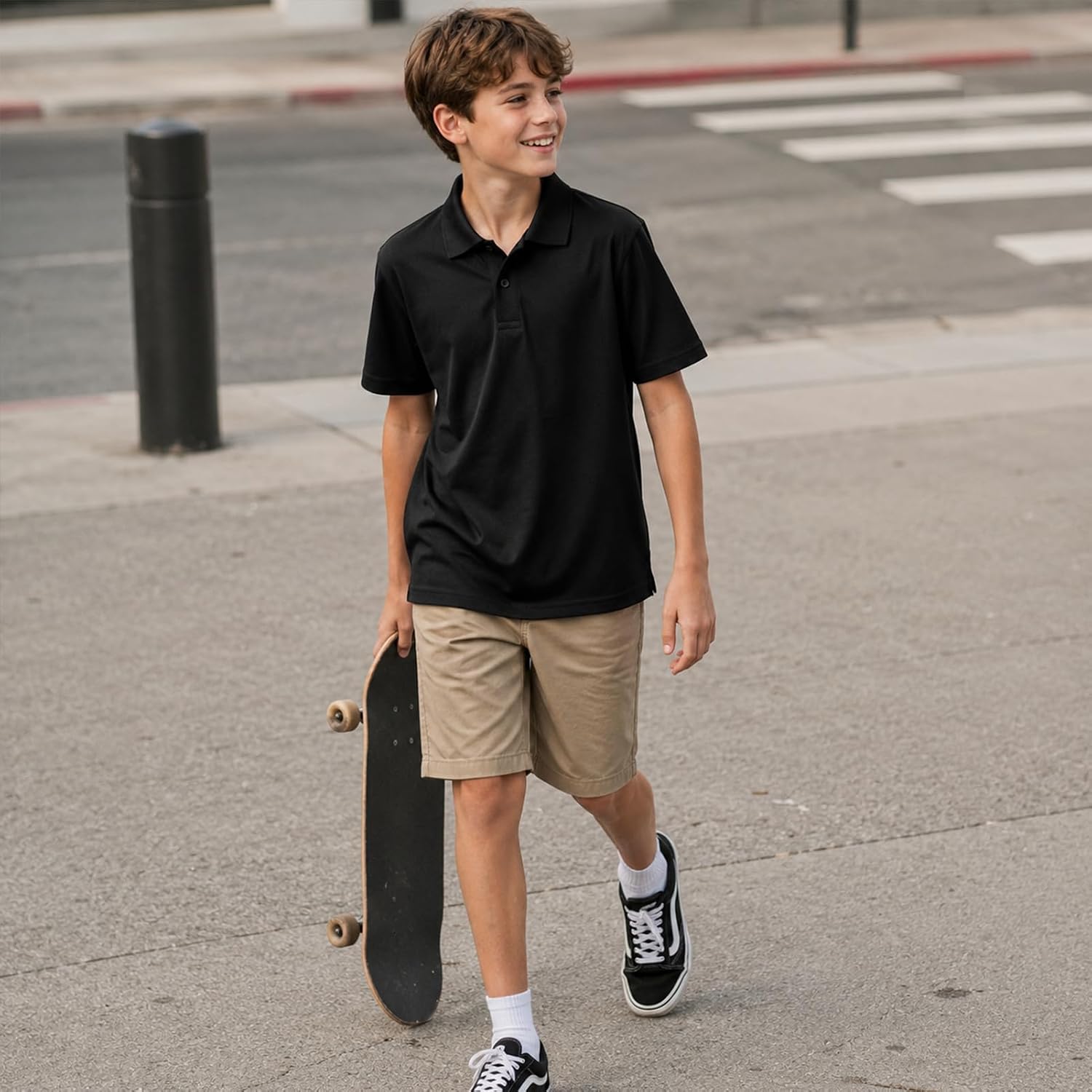 3-Pack Quick Dry Boys Polo Shirts Mesh Active Boys Uniform Shirts Age 5-16Y | Athletic Youth Polo Shirts for Boys,Kids School Collared Uniform Shirts,Button Closure Golf Polo Tops