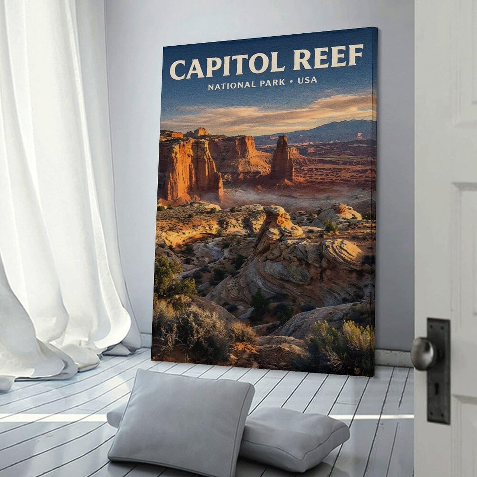 Junmoney Capitol Reef National Park Hanging Wall Art 12x18inch(30x45cm), for Front Hall, Corridor Or Welcome Spaces, Wall Decor to Refresh Empty Corners