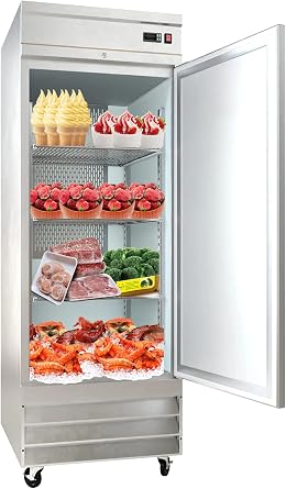 29 Inch SS-1F-HC 20.6 Cu. Ft Commercial Freezer, Single Door Stainless Steel Reach-in Freezer with 3 Adjustable Shelves for Restaurants,8F -1F