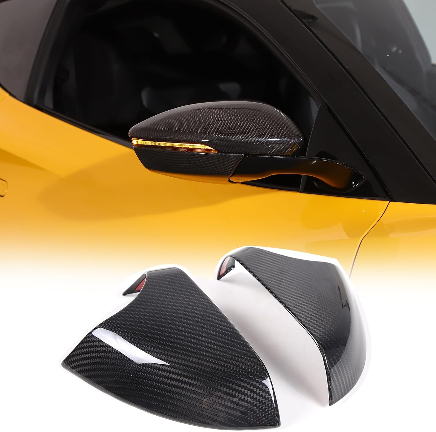 Car Door Rear View Mirror Base Guard Cover Compatible with Lotus Emira V6 GT4 I4 Coupe 2021-2024,Side Rearview Mirror Lower Cover Anti-scratch Protect Shell Exterior Accessories 2PCS (Black Carbon)