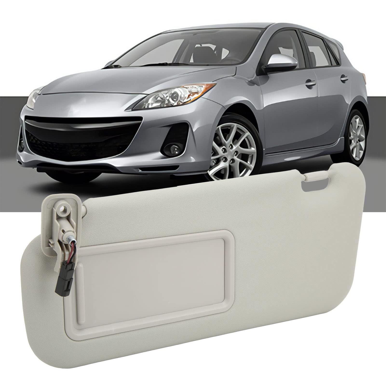 Sonnenblende Fahrerseite Links, Sonnenblende Vorne Links, Kompletter Montagesatz mit Spiegel, Kompatibel mit Mazda 3 Hatchback 2010–2013, BBM2 69 320C 75 Ersatzteil