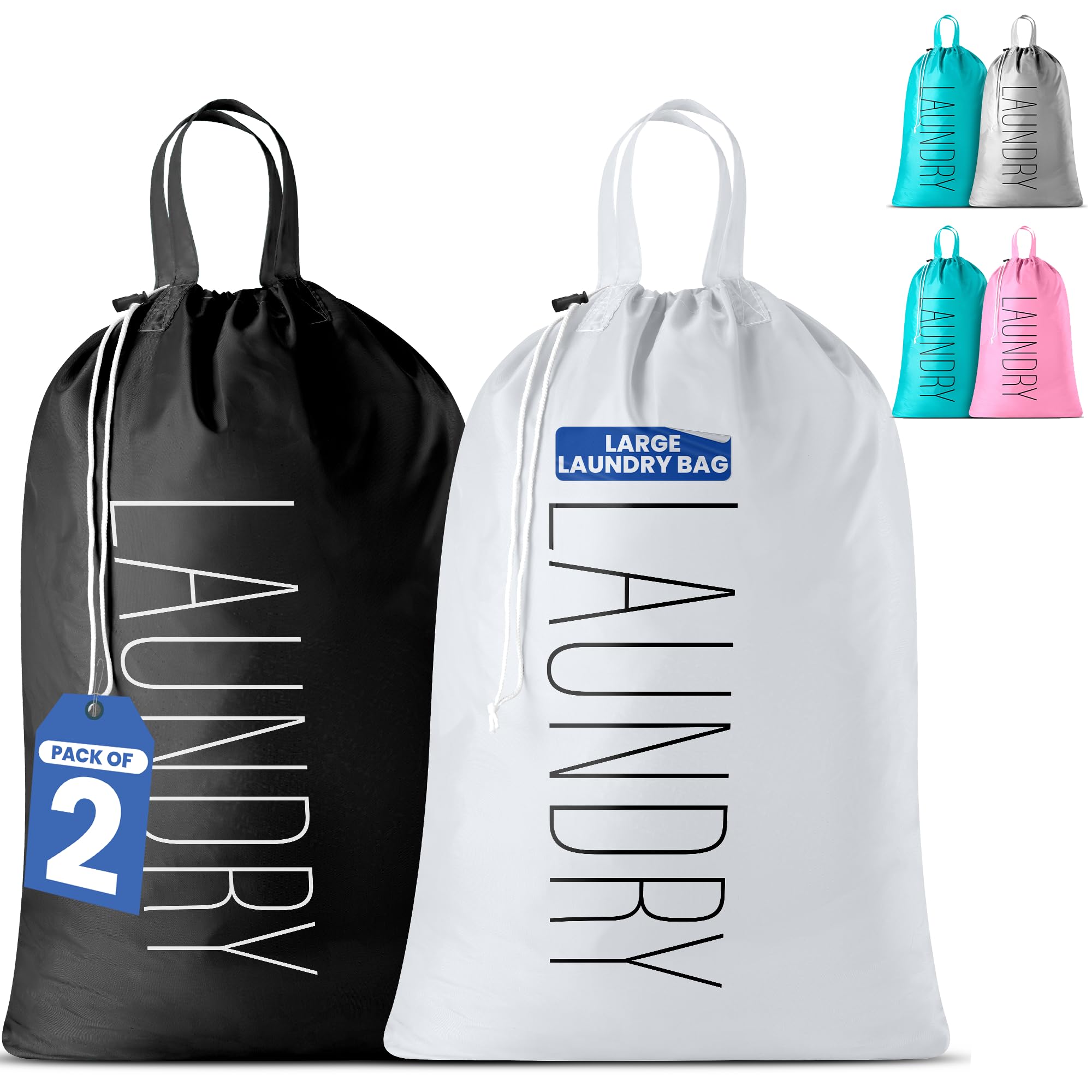 Lot de 2 sacs à linge en coton avec cordon de serrage - Taille L 50 × 68 cm - Certifié Öko-Tex Standard 100 - Lin Elberfelder