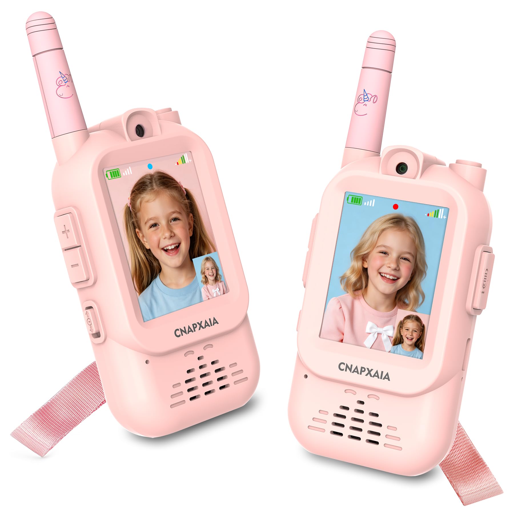 Walkie Talkie Kinder mit Video, Kinder Funkgerät Aufladbar mit Kamera, Selfie & Sprachchat, Geburtstagsgeschenk Weihnachten Geschenk Spielzeug ab 3 4 5 6 8 7 9 10 11 Jahre Mädchen (Rosa/Rosa)