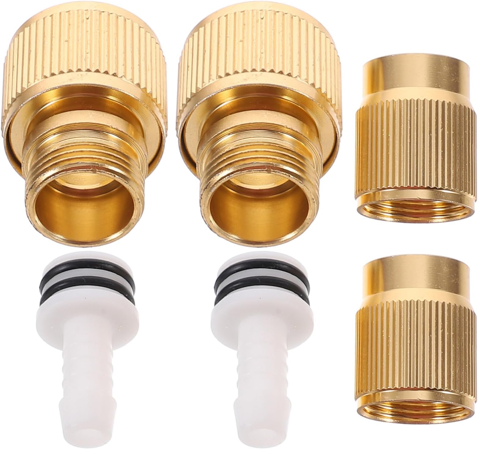 Housoutil Aluminum Copper Plated Water Hose Quick Connector Leak-Free Garden Hose Joint Accessory for High Pressure Car Wash and Outdoor Use 6.25X2.9X2.9Cm