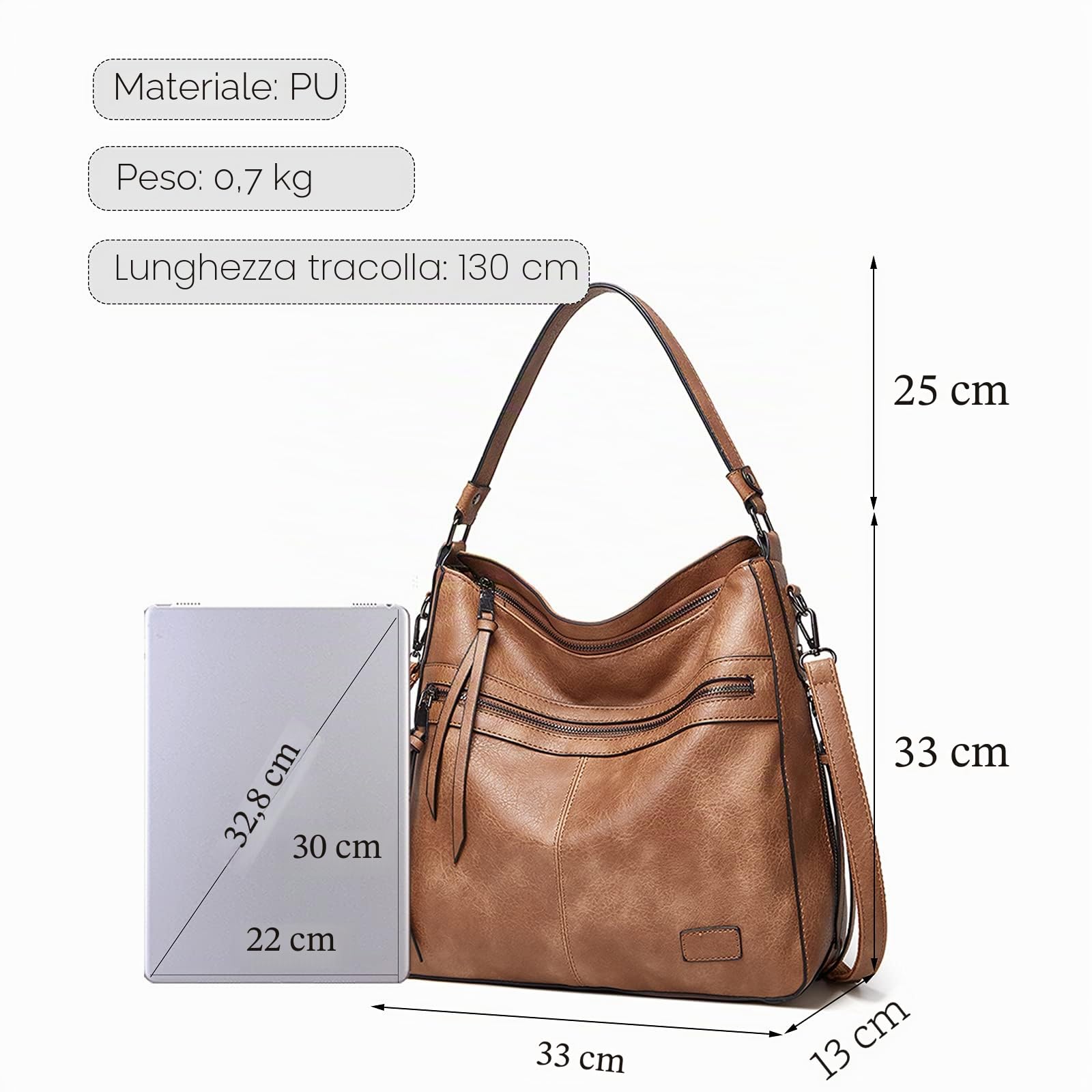 FANDARE Retrò Borse Indossate Borse Borsa A Tracolla Donna Tracolla Indossata Spalla Pelle PU Impermeabile per Computer 12.9 Pollici Shopping Festa Scuola Viaggio Crossbody, Kaki, L, Retro, cachi, L,
