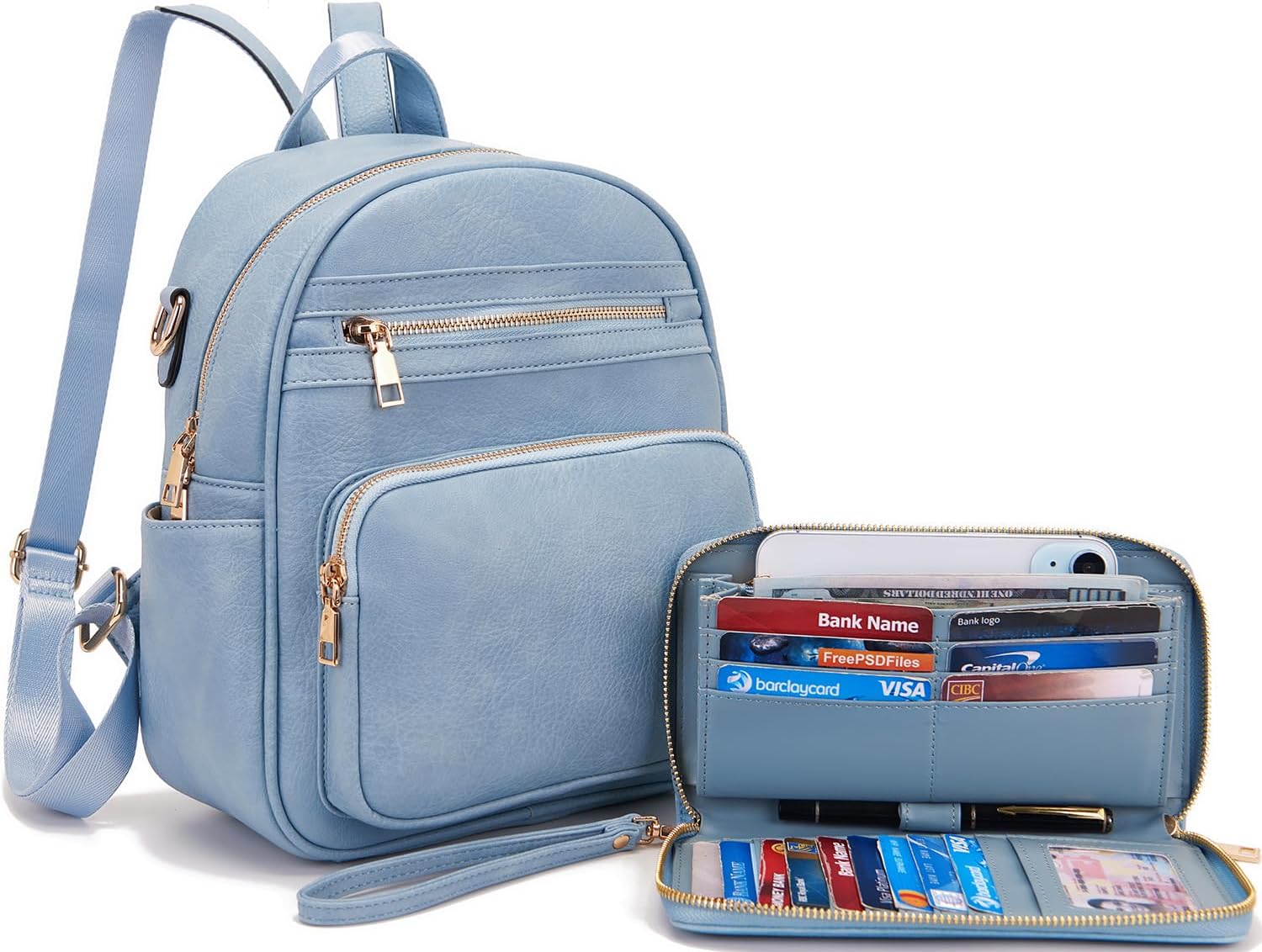 Idesort Small Backpack Purse for Women Girls Cute Backpacks Purse set with Wallet Convertible Shoulder bag - Image 6