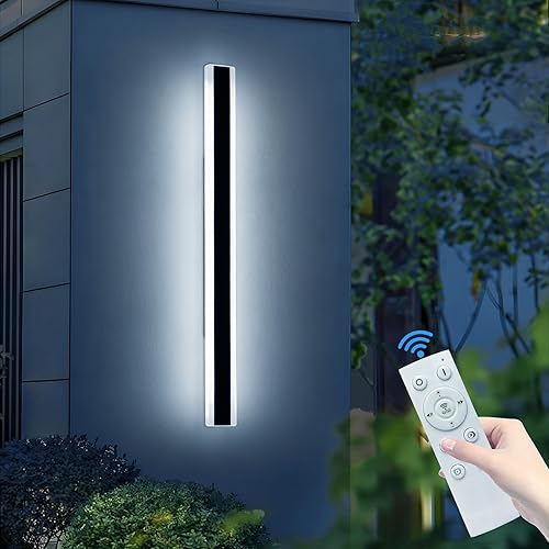 Vista 35 de Apliques de pared para exteriores de 47 pulgadas, regulables de 3000 K-6000 K, luces de pared larga para exteriores, IP65 impermeable, moderna
