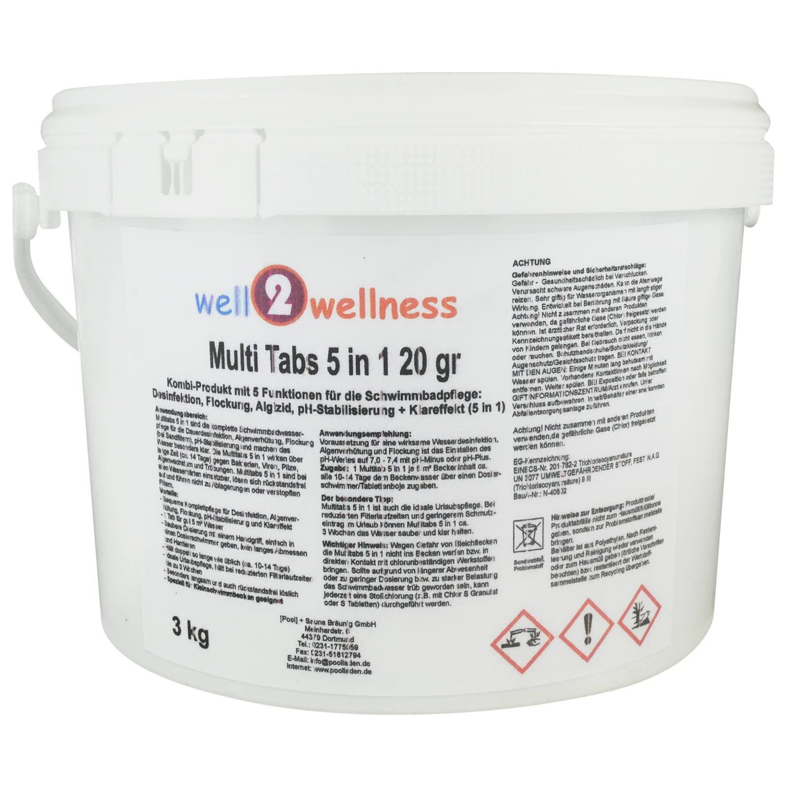 Chlor Mini Multitabs 5 in 1 / kleine Multitabs 20g mit 5 Funktionen - 3,0 kg