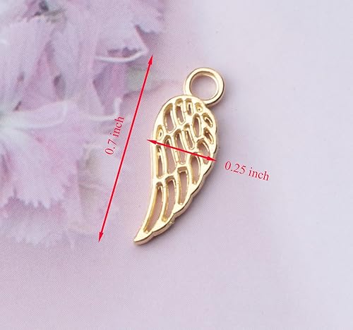 Miniatura 3 de 50 dijes de alas de ángel, plumas de metal, pequeños y lindos colgantes vintage para hacer joyas, kits de collares, pulseras, suministros de